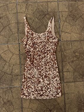 Windsor Rose Gold Sequin Scoop Mini Dress